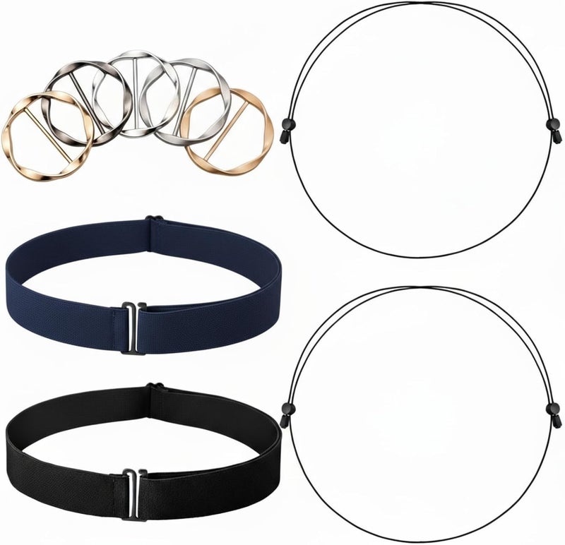 Cutecrop 9 Pcs Crop Band for T-shirts, Adjustable Elastic Tops Tuck Tool with Ties Clips for Shirts Sweaters Women Clothing - Image 1